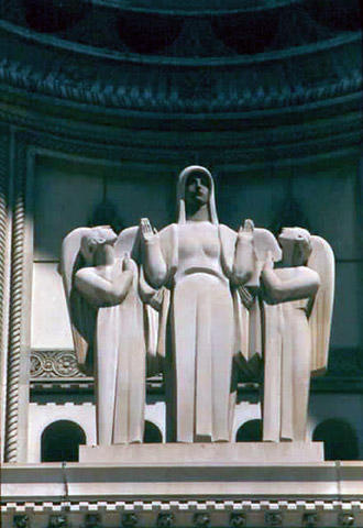 Statues of Mary, Queen of World, and two angels at National shrine of Immaculate Conception, Washington DC 